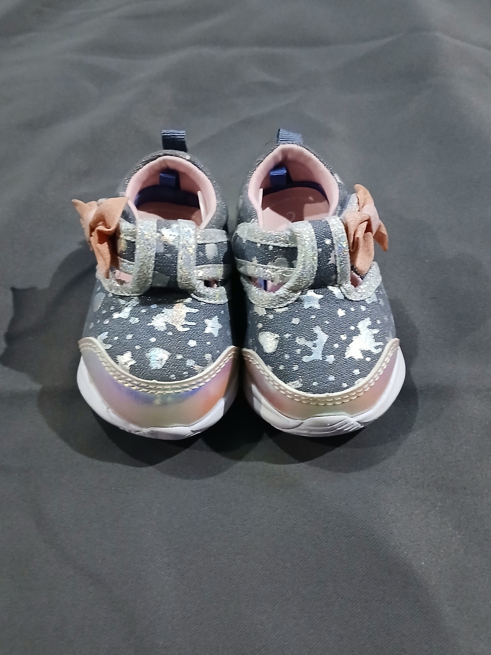 Athletic Works Girls Unicorn Sparkle Sneakers in Gray and Pink